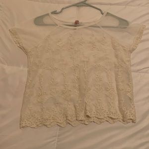 Lace + sheer crop top